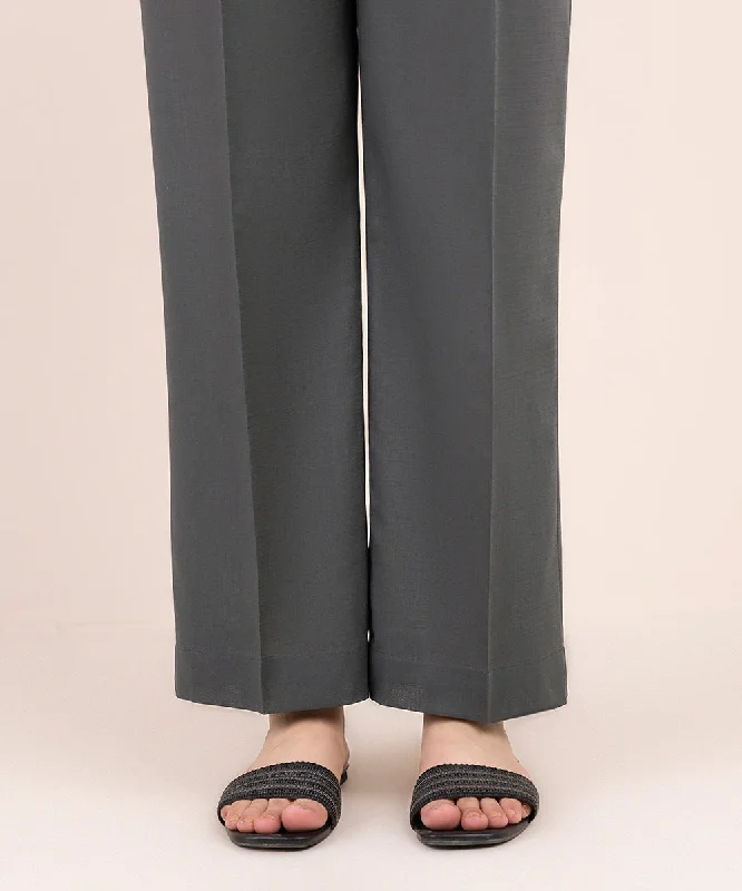 Embroidered Crosshatch Flared Pants Lightweight Jogger Pants