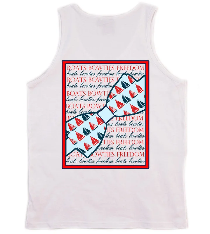 'Boats, Bow Ties & Freedom' Tank Top- 2nd Edition halter tank top