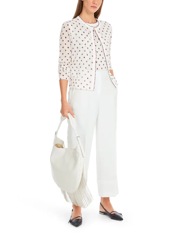 MARC CAIN White Cardigan With Red Spots Cardigan Knitwear Sweater