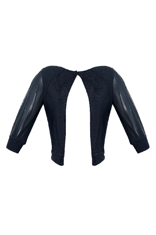 Black Sheer Sleeves cardigan Anti-Pilling Anti-Shrink Durable