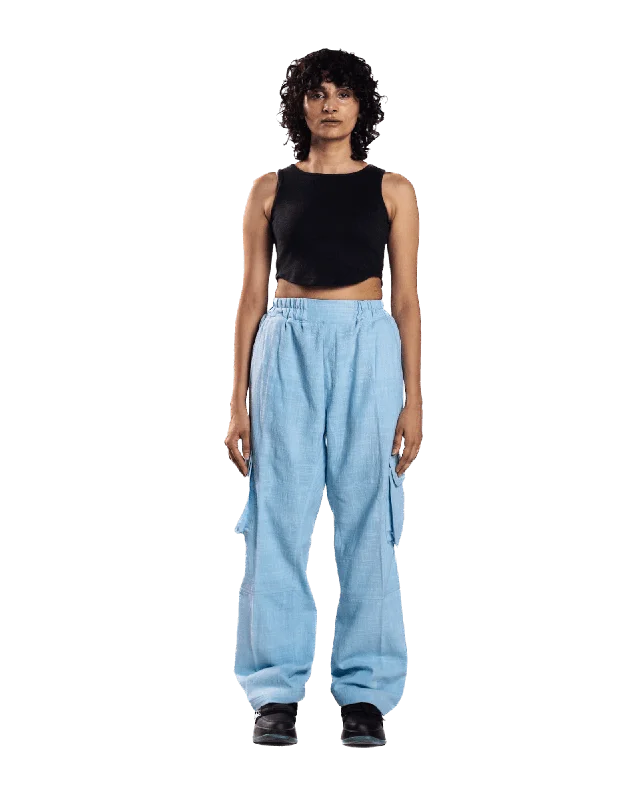 SKY BLUE KHADDAR CARGO PANTS Comfortable Jogging Pants