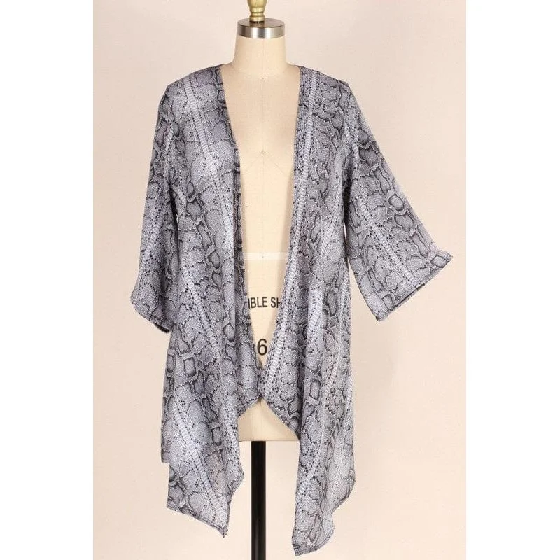 Loose fit snake woven cardigan Solid Color Striped Floral Print