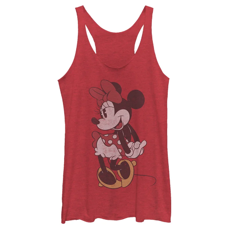 Women's Mickey & Friends Faded Retro Minnie Racerback Tank Top cold shoulder tank