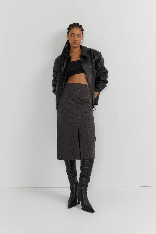 MIDI SKIRT WITH SLIT cashmere skirt soft