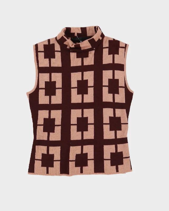 Y2K Burgundy Patterned Tank Top - S soft pink tank