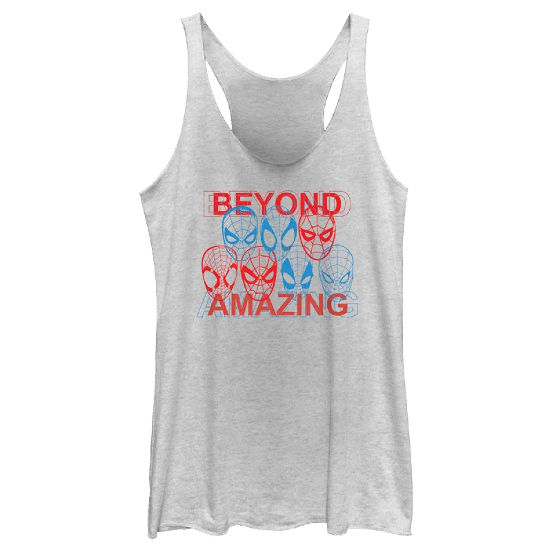Women's Spider-Man: Beyond Amazing 3D Masks Racerback Tank Top grey tank top