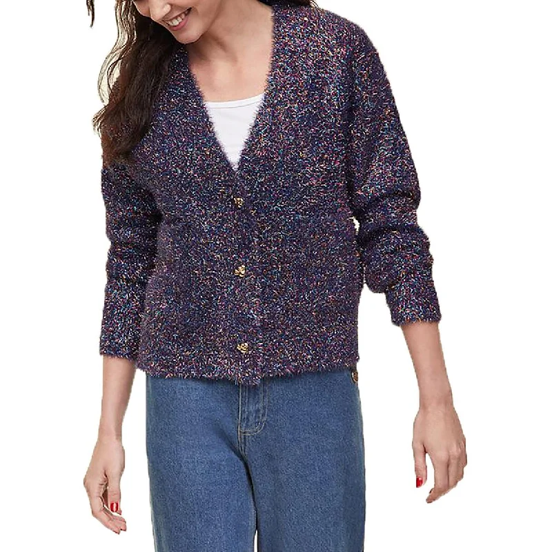Disney Womens Metallic Nylon Cardigan Sweater Transparent Opaque Sheer