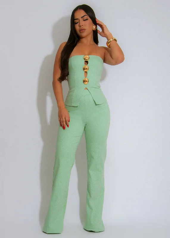 Dominion Chic Pant Set Green Comfy Cargo Trousers