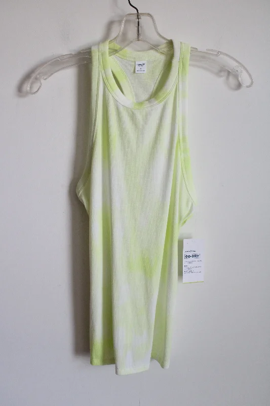 NEW Old Navy Active Yellow White Tie-Dye Ribbed Tank | S breathable tank top