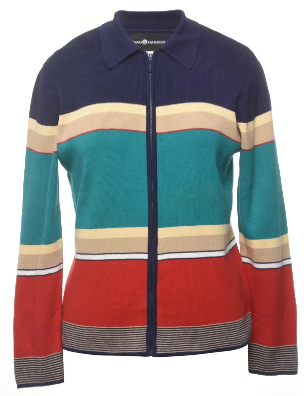 Colour Block Cardigan - M Neon metallic Matte