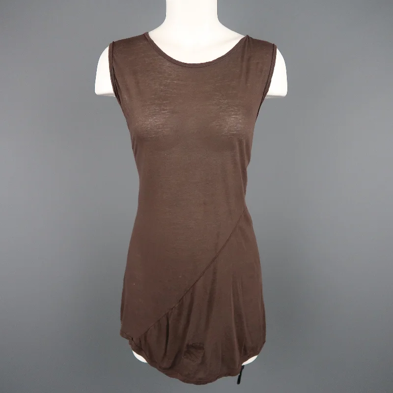 DRKSHDW Size M Brown Viscose /silk Burnout Jersey Tank Top cherry red tank
