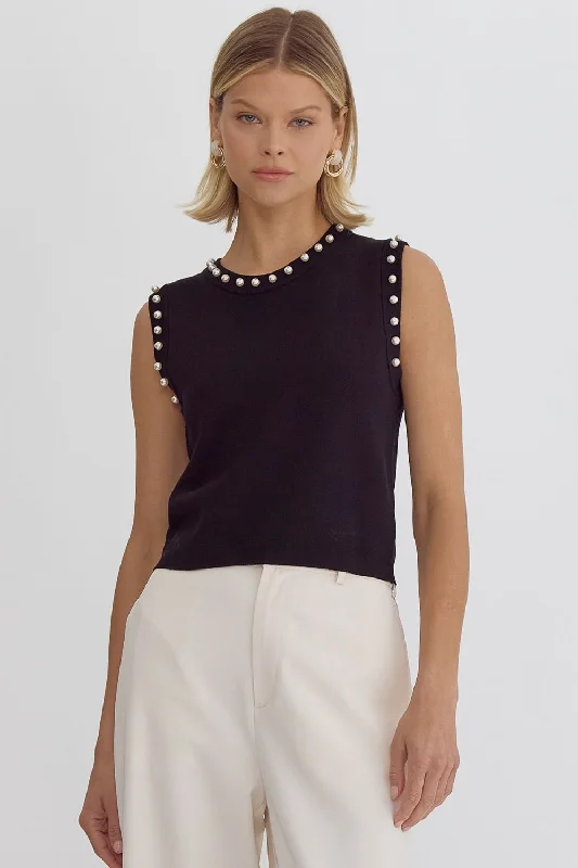 Pearl Sleeveless Cropped Tank gold tank top