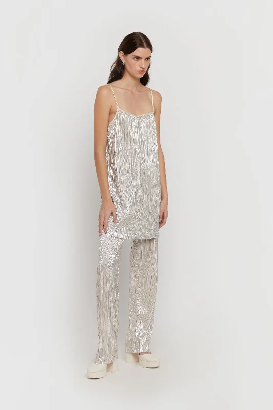 SPARKLY PLEATED PANT Soft Stretch Trousers