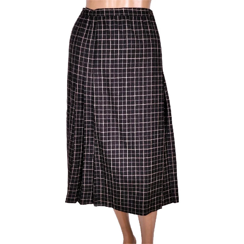 Vintage Yves Saint Laurent Paris Wool Kilt Style Wrap Skirt Black w Check Size S flowy skirt hem Vintage Yves Saint Laurent Paris Wool Kilt Style Wrap Skirt Black w Check Size S flowy skirt hem