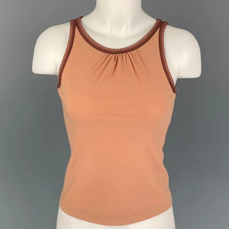 JIL SANDER Size M Orange Cotton Contrast Trim Tank Top metallic tank top