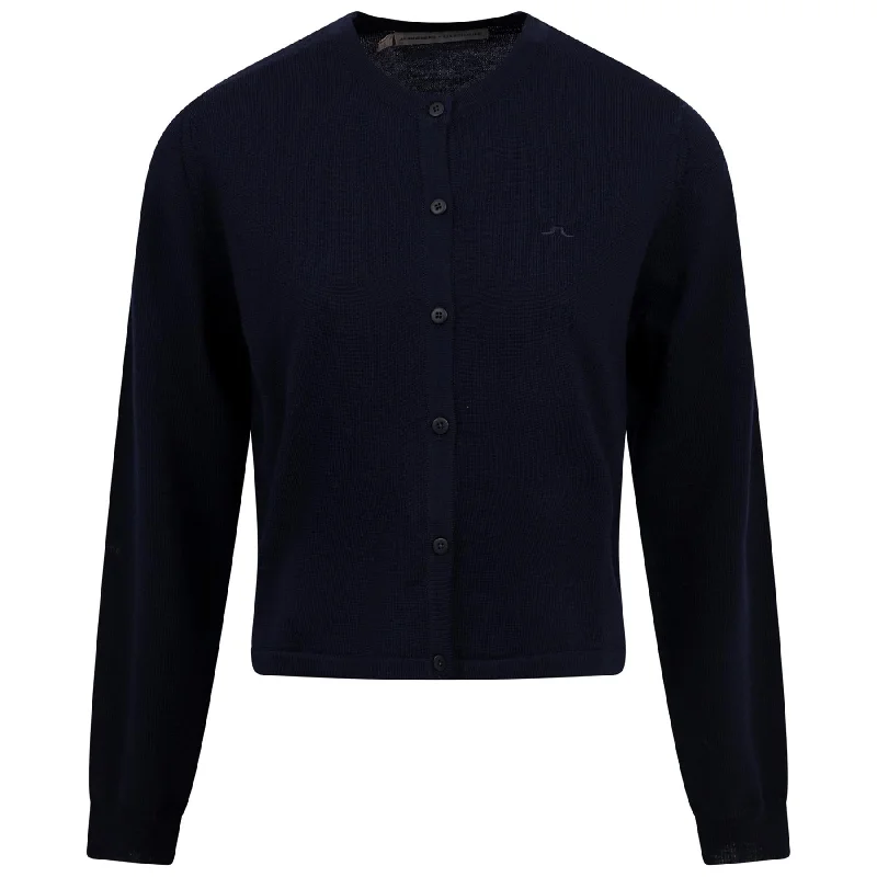 x Glenmuir Womens Thalia Knitted Cardigan Navy - PS25 Herringbone Houndstooth Plaid