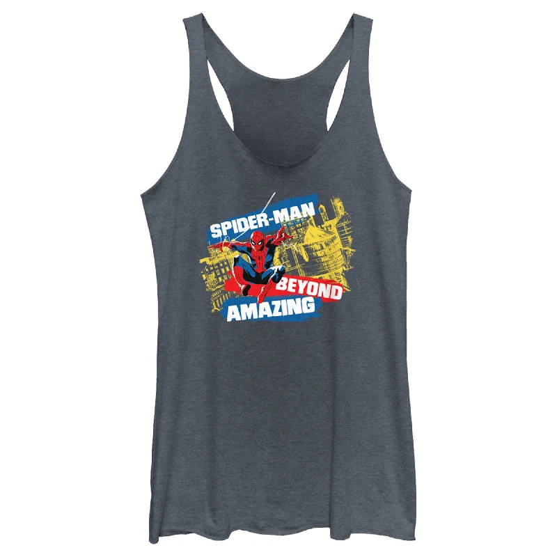 Women's Spider-Man: Beyond Amazing Web Slinging Racerback Tank Top baby blue tank