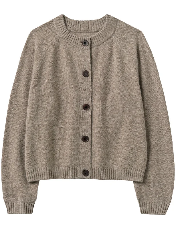 Toast Eden Wool Cashmere Raglan Cardigan Linseed Handmade Hand-knitted Hand-woven