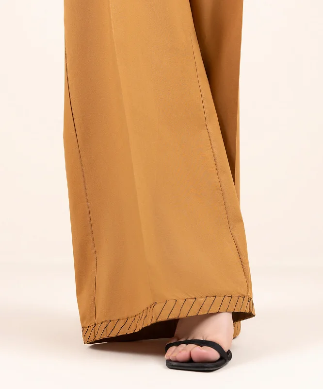 Solid Cambric Flared Pants Trendy Tapered Pants
