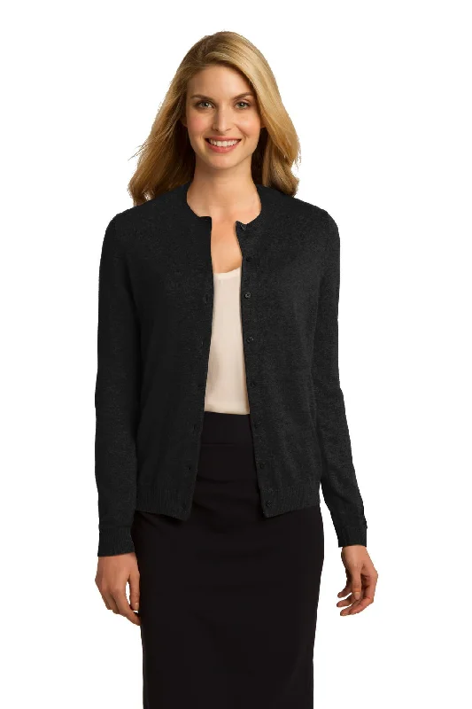 Port Authority Ladies Cardigan Sweater. LSW287 Fleece Cardigan Nylon Polyester