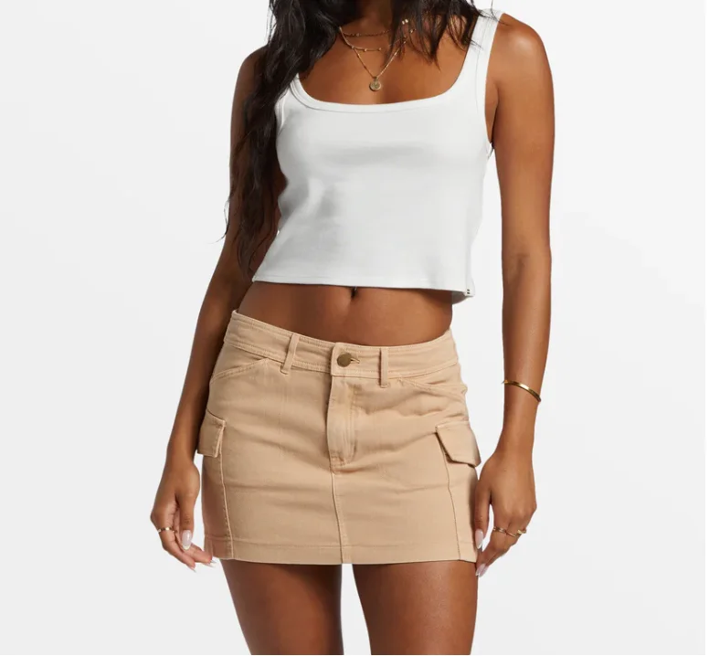 Hilary Cargo Skirt- Khaki lace skirt feminine