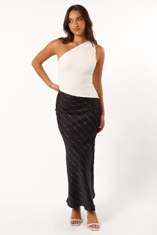 Heidi Stripe Slip Skirt - Black White Stripe lace skirt delicate