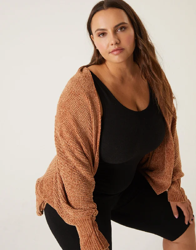 Plus Size Chenille Shrug Cardigan Boxy Cardigan Fitted Cardigan A-Line