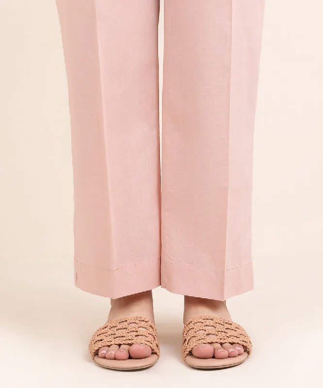 Solid Crosshatch Straight Pants Soft Sweatpants Style