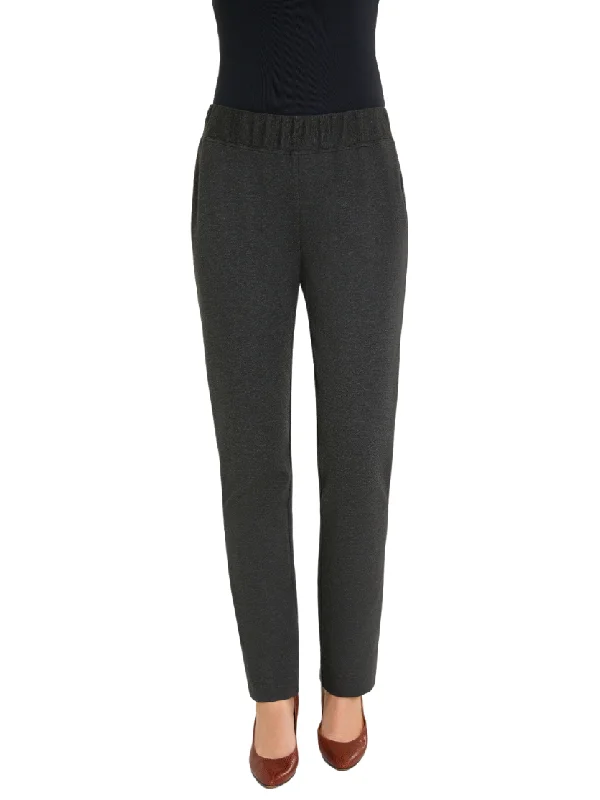 Heather Ponte Knit Pants Stylish Slim Trousers