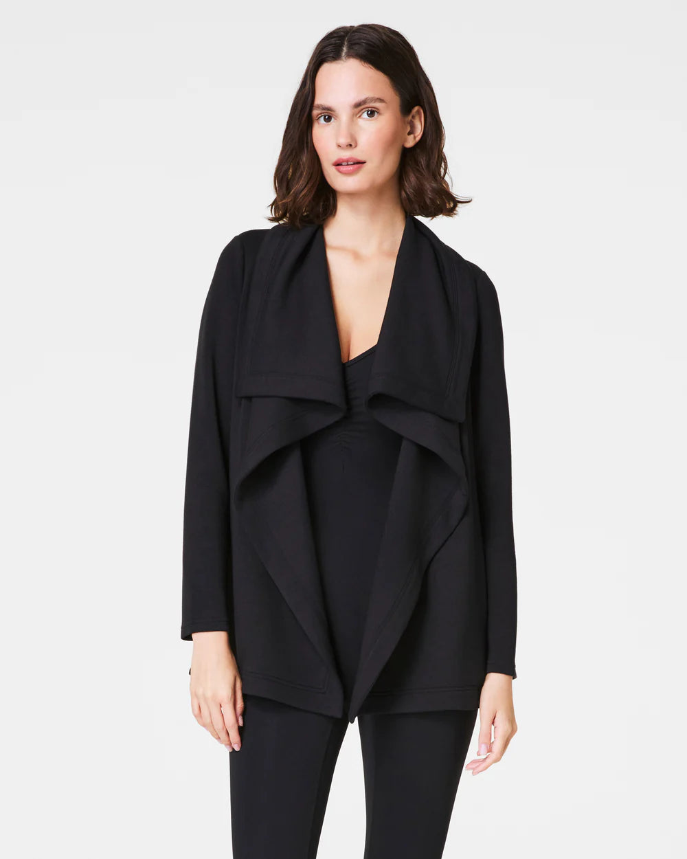 Airessentials Open Wrap Cardigan Very Black - SPANX Transparent Opaque Sheer