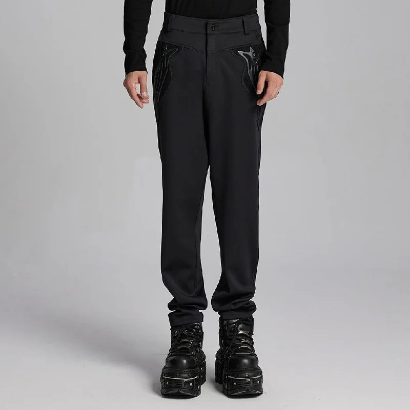 Men's Cyberpunk Patch Studs Pants Elegant Dress Pants
