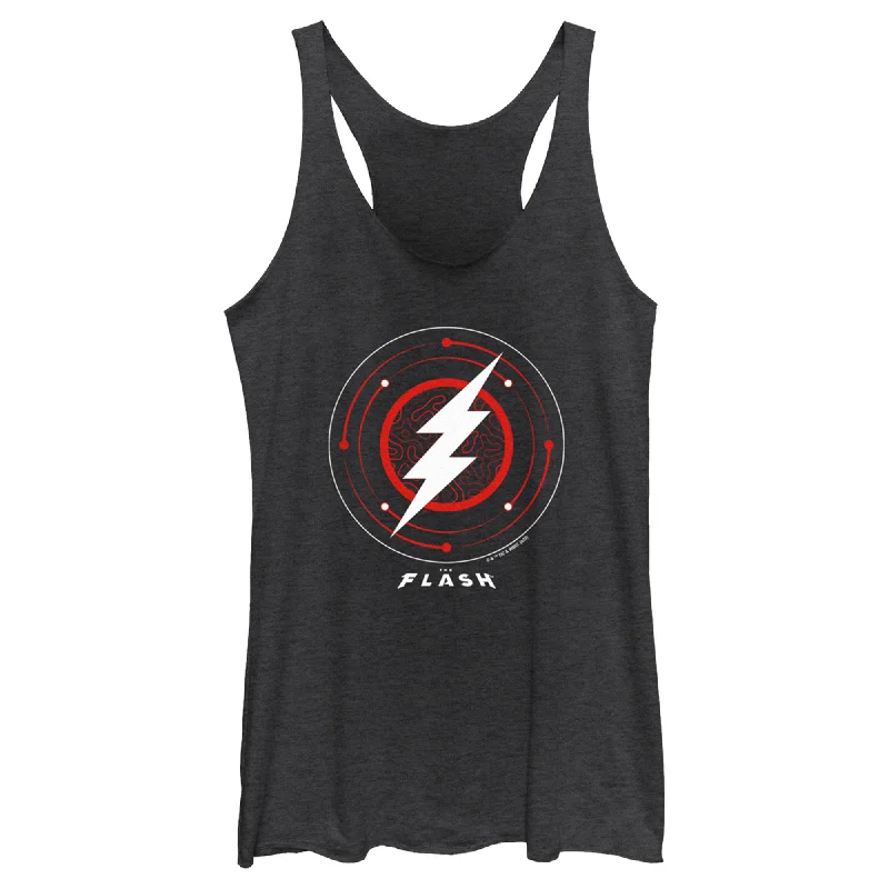 Women's The Flash White Lightning Bolt Stamp Racerback Tank Top scoop neck tank