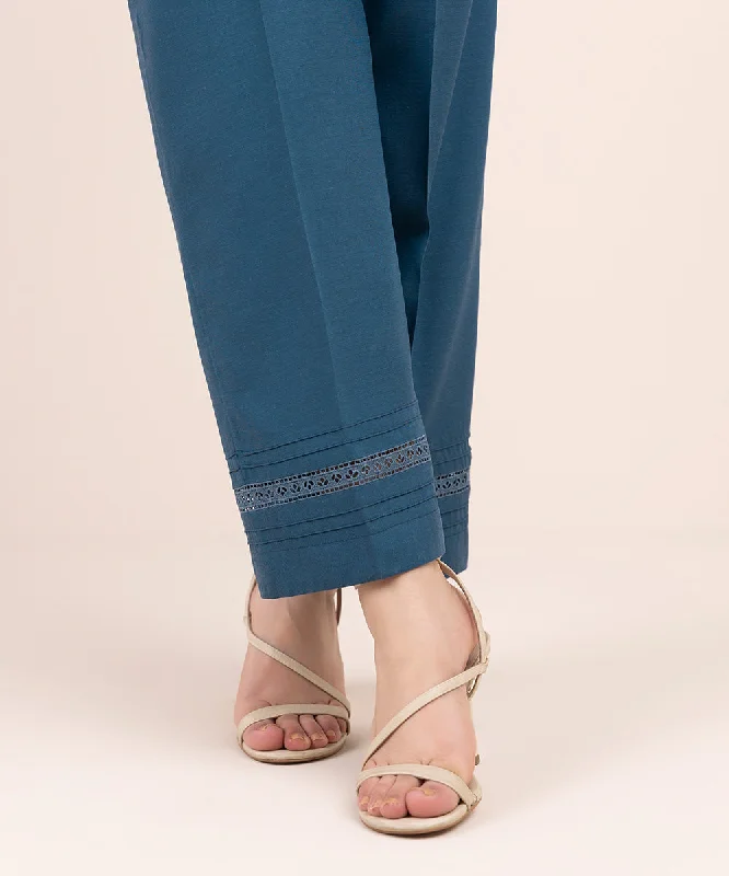 Solid Cambric Straight Pants Cozy Fitted Pants
