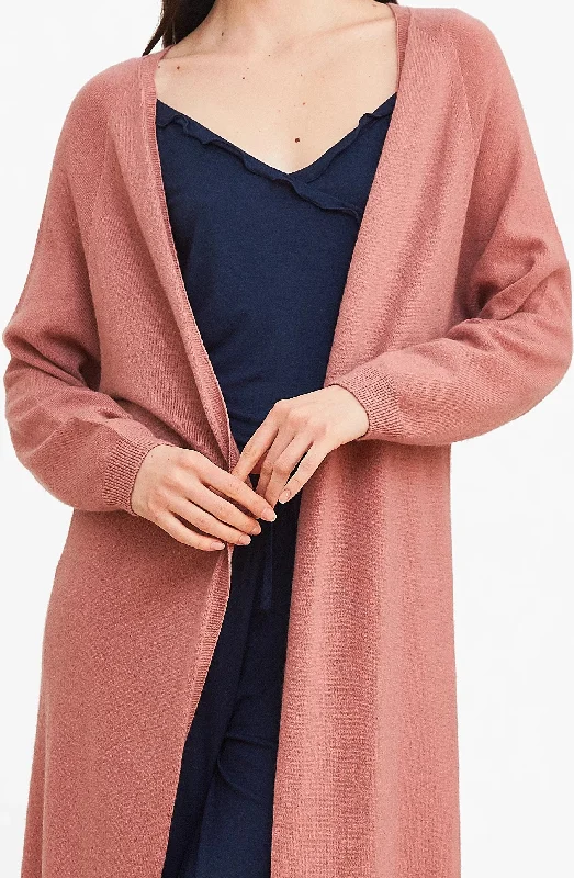 Pink Cashmere Long Cardigan Fleece Fabric Down Fabric Feather Fabric