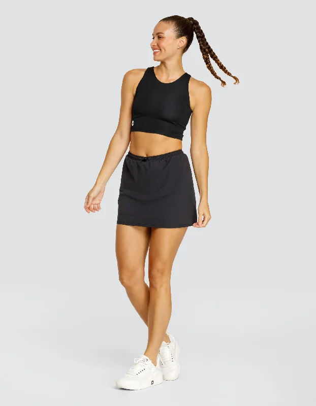OTTIE SKIRT WITH DRAWSTRING WAIST AND INNER SHORT - ONYX BLACK corduroy skirt durable OTTIE SKIRT WITH DRAWSTRING WAIST AND INNER SHORT - ONYX BLACK corduroy skirt durable
