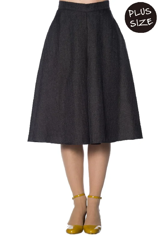 Banned Apparel - Secretary Flare Skirt leather skirt refined