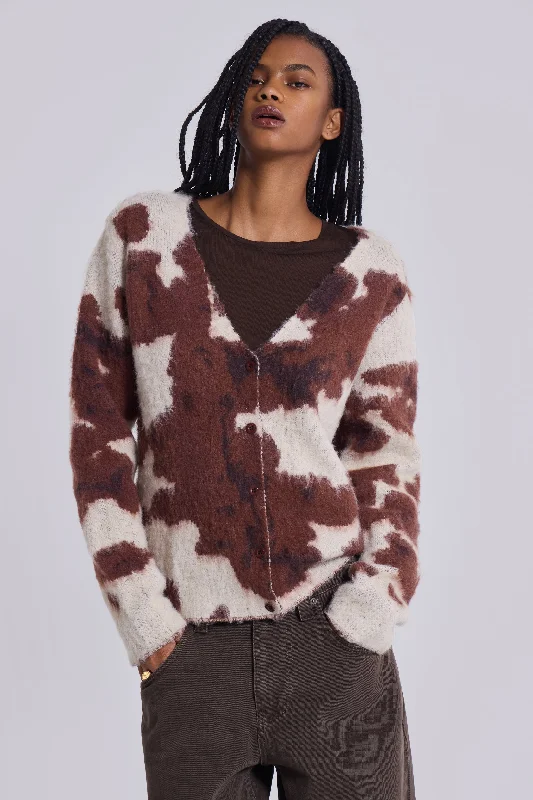 Cow Print Chuck Cardigan Velvet Chenille Corduroy