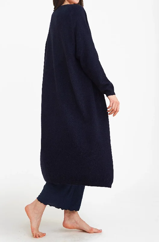 Navy Cashmere Long Cardigan Satin Fabric Silk Fabric Chiffon Fabric