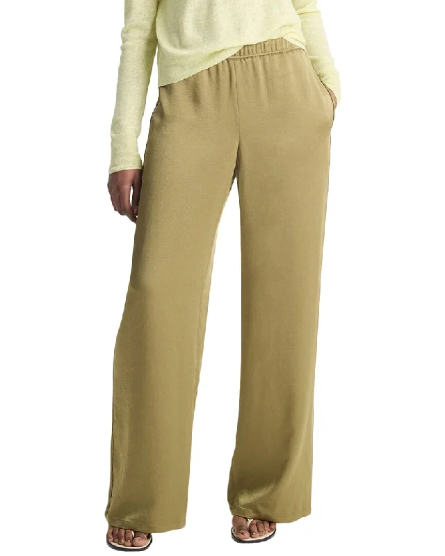 Vince Mid Rise Side Strap Wide Leg Pant Fashionable Button-Up Pants