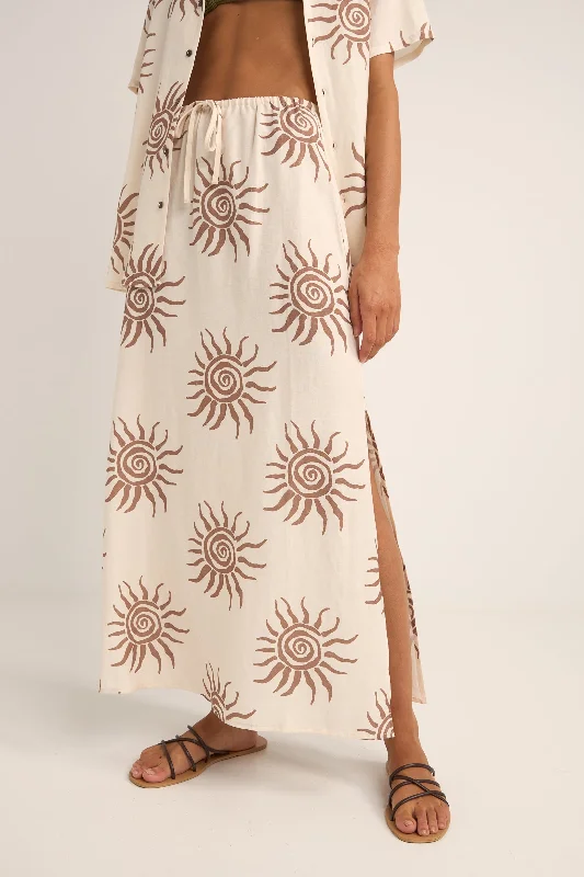 Seafarer Maxi Skirt Brown breathable skirt fabric