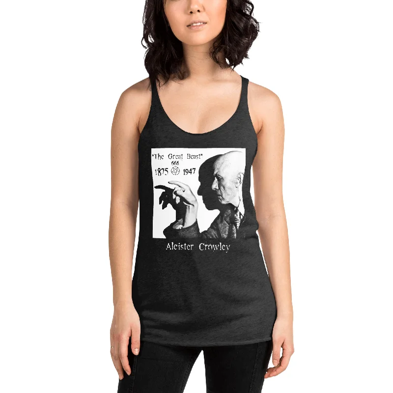 Aleister Crowley Infamous Occult Leader of Thelema Sex Magic Black Women's Racerback Tank activewear tank top