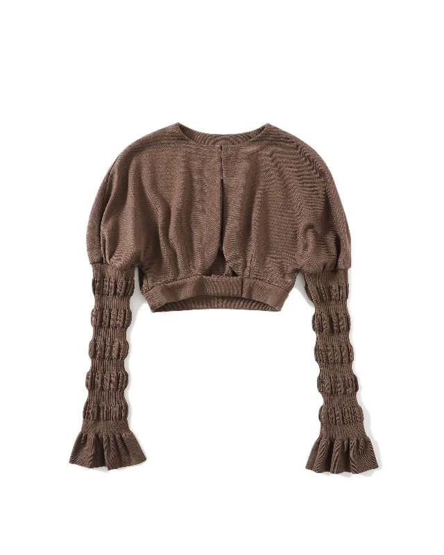 STRIPE KNIT BOLERO CARDIGAN Tailored Straight A-Line