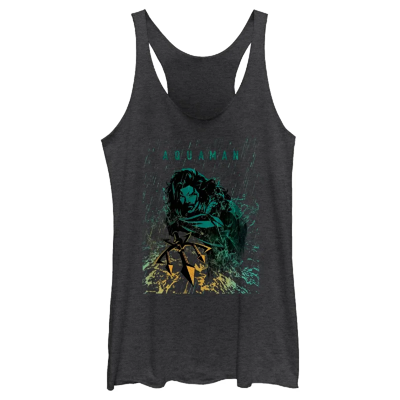 Women's Aquaman King Ocean Rain Racerback Tank Top navy tank top