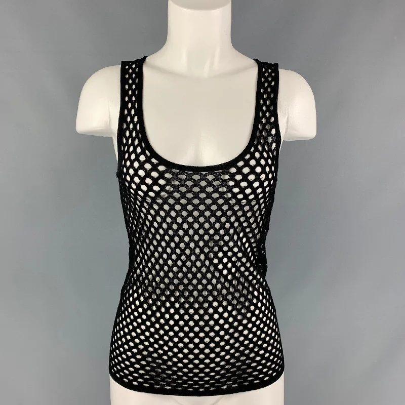 EMILIO PUCCI Size S Black Mesh Tank Top boho tank top