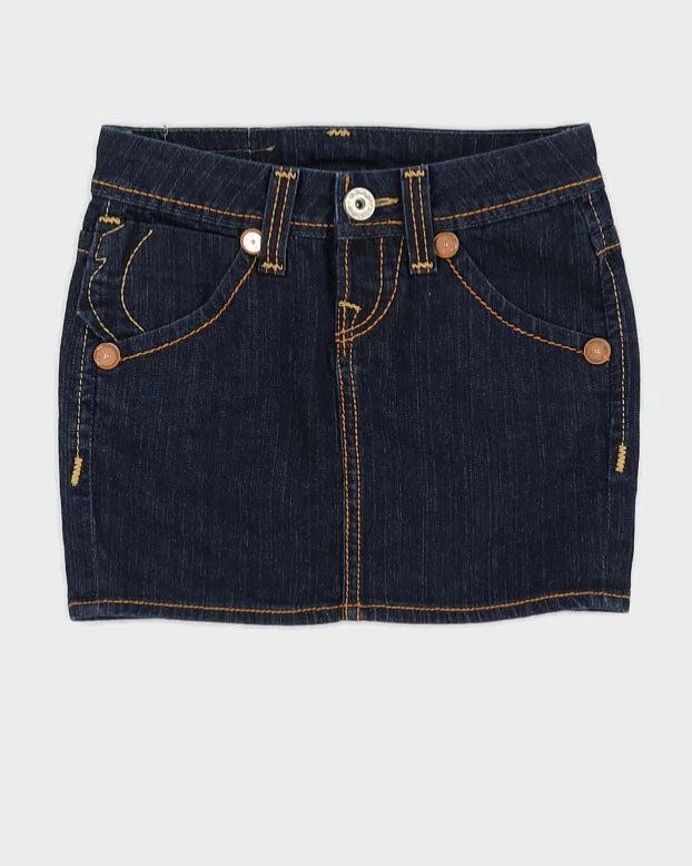 Y2K 00s True Religion Dark Wash Micro Mini Skirt- XXS belted skirt waist