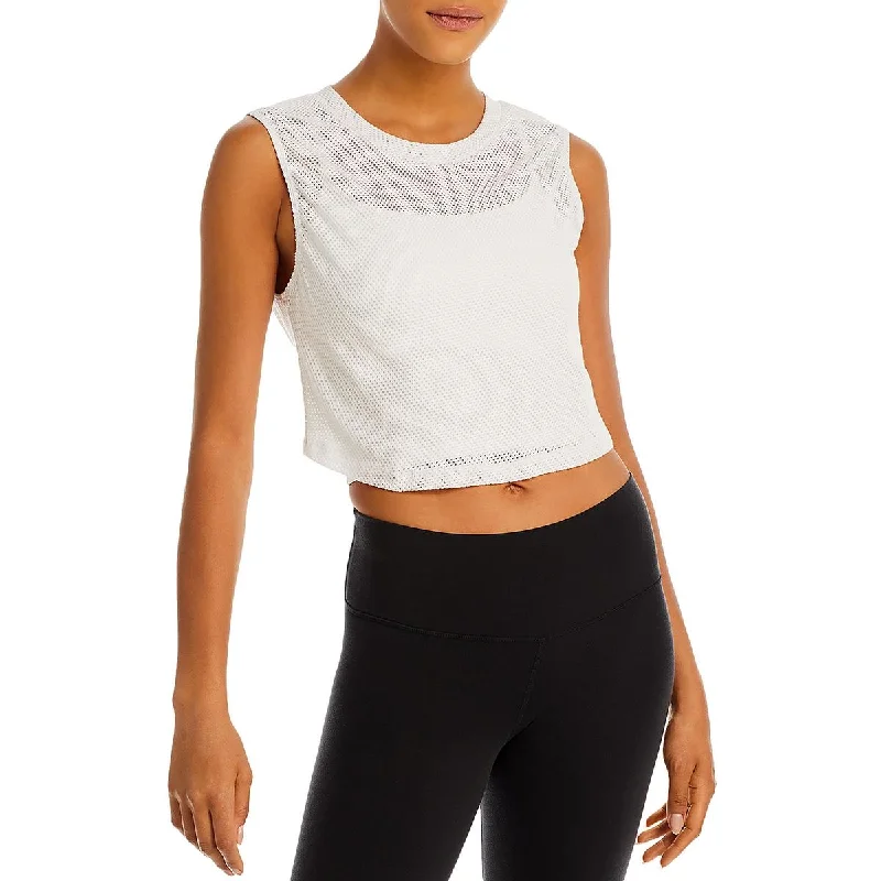 Year of Ours Womens Cropped Mesh Tank Top peekaboo tank top