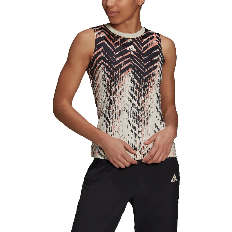 Adidas PrimeBlue Printed Match Wonder White Womens Tennis Tank Top sheer tank top