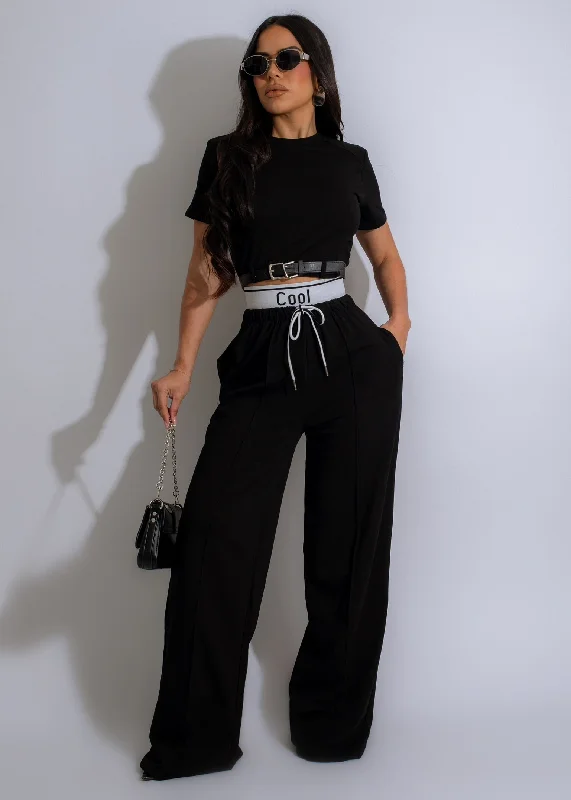 Modern Chic Pant Set Black Comfortable Fleece Pants