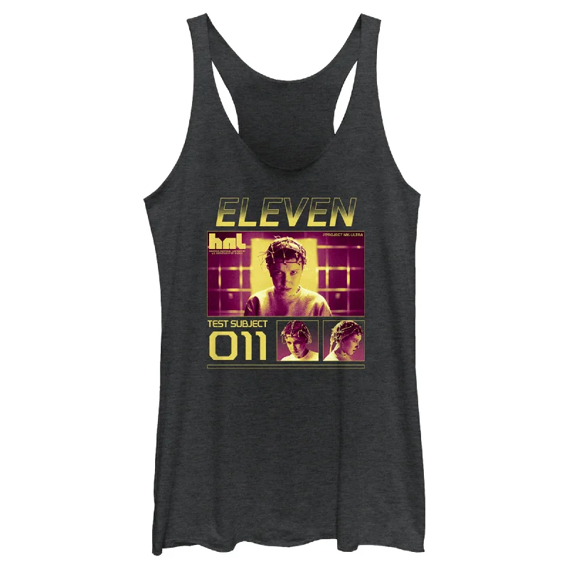 Women's Stranger Things Test Subject Eleven Racerback Tank Top peekaboo tank top