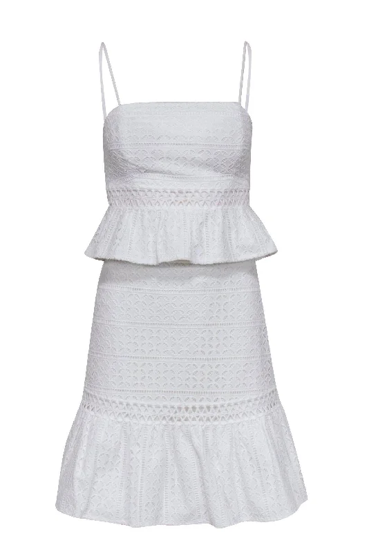 Lilly Pulitzer - White Eyelet Tank & Skirt Set Sz 00 cold shoulder tank